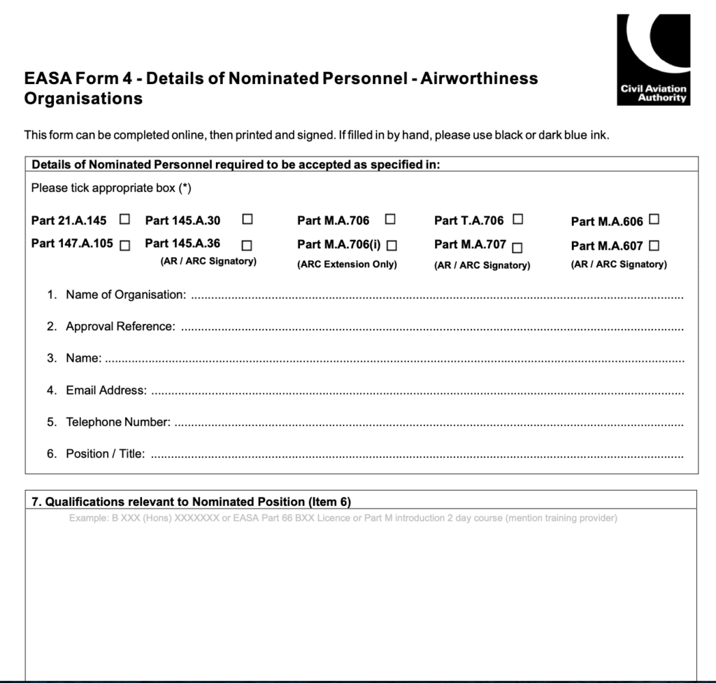 EASA Form 4
